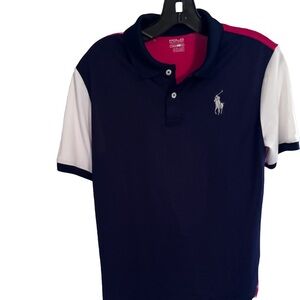 RALPH LAUREN Boys L Big Pony Polo Shirt Color Block moisture Wicking Performance